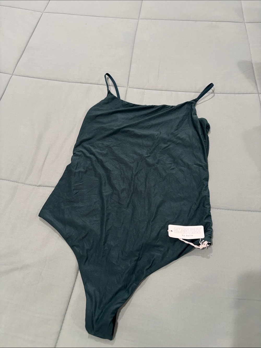 Aerie Smoothez Dark Teal Bodysuit with Adjustable Spaghetti Straps